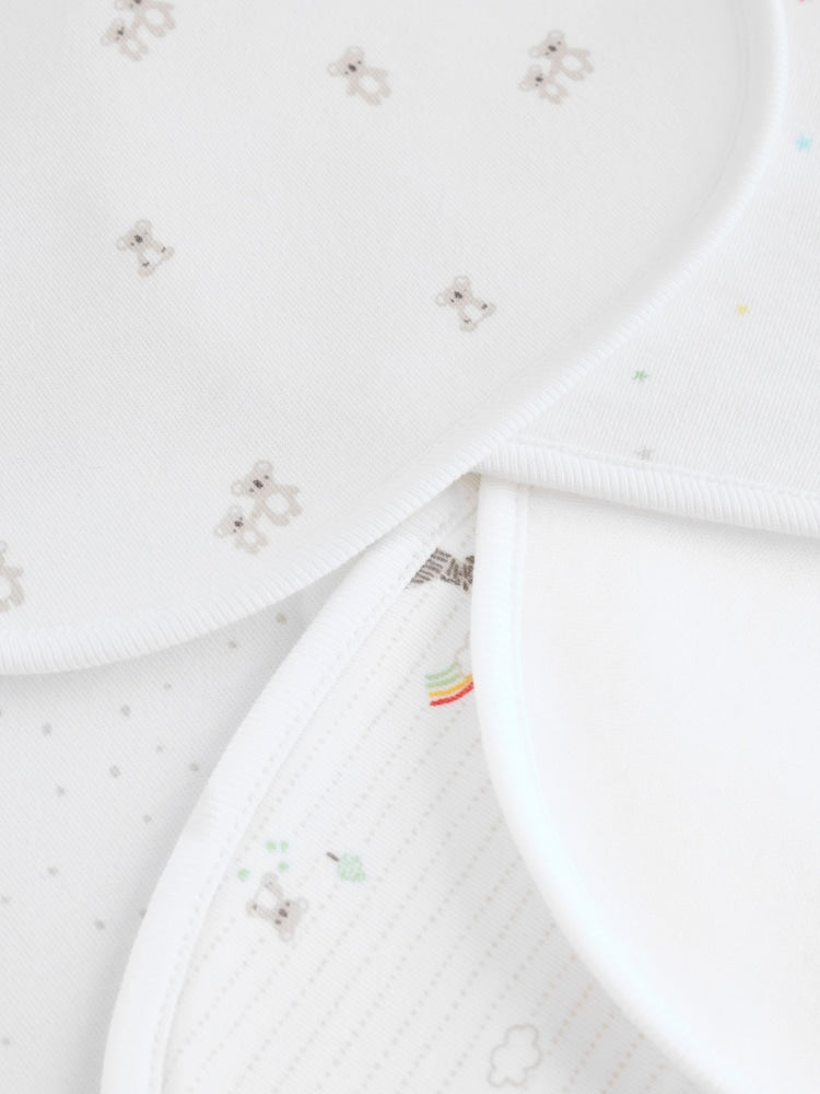 White Animal Print Baby Bibs 5 Pack