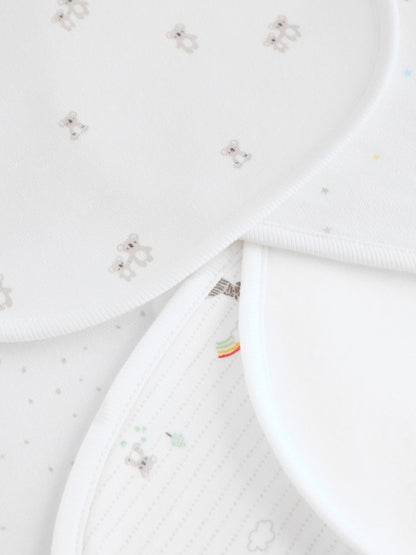 White Animal Print Baby Bibs 5 Pack