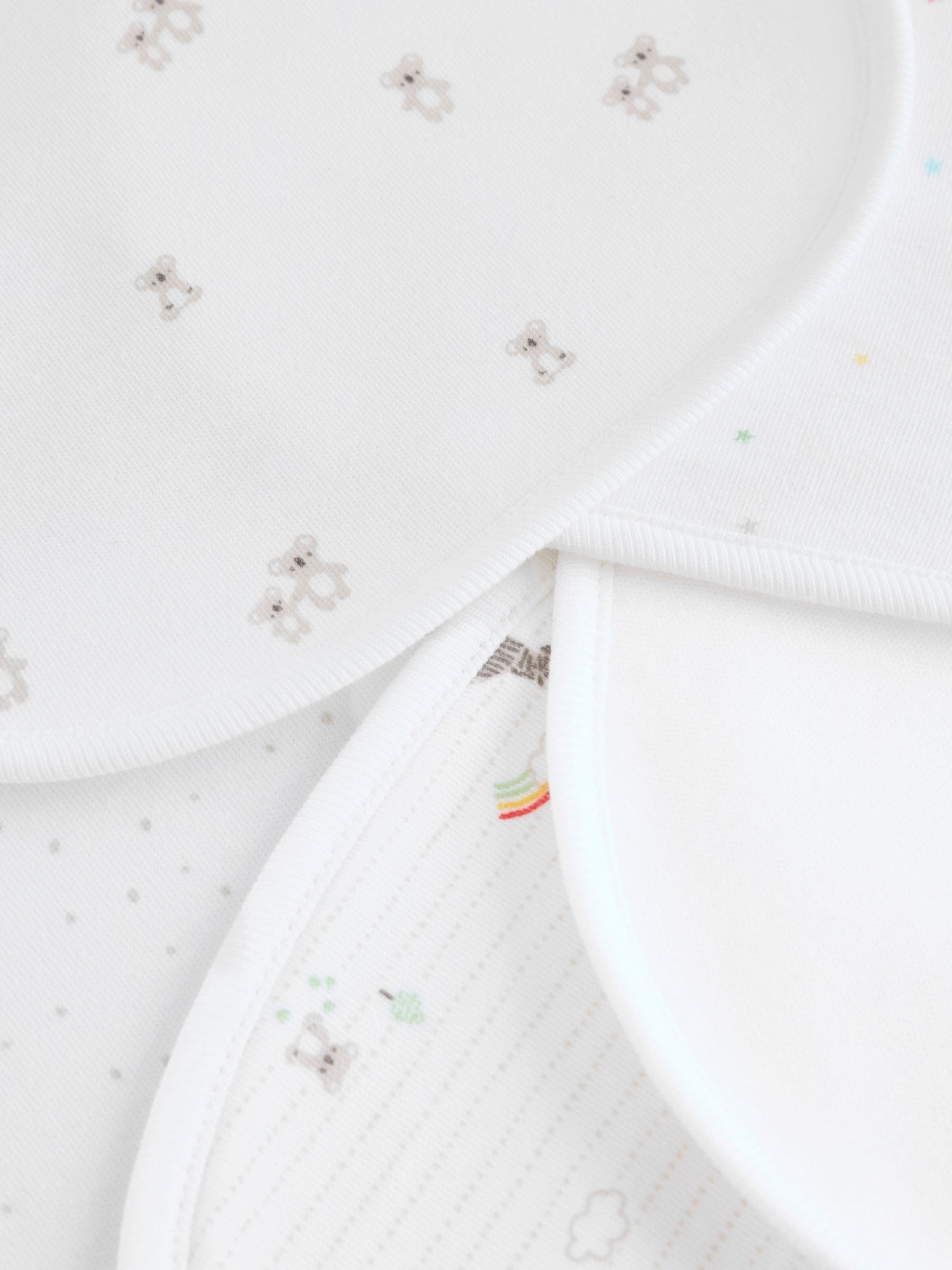 White Animal Print Baby Bibs 5 Pack - Size One