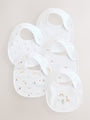 White Animal Print Baby Bibs 5 Pack - Size One