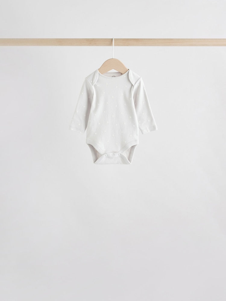 Neutral 100% Cotton Long Sleeve Baby Bodysuits 5 Pack