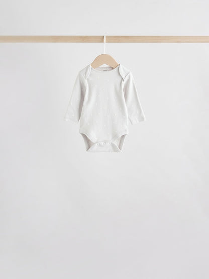 Neutral 100% Cotton Long Sleeve Baby Bodysuits 5 Pack