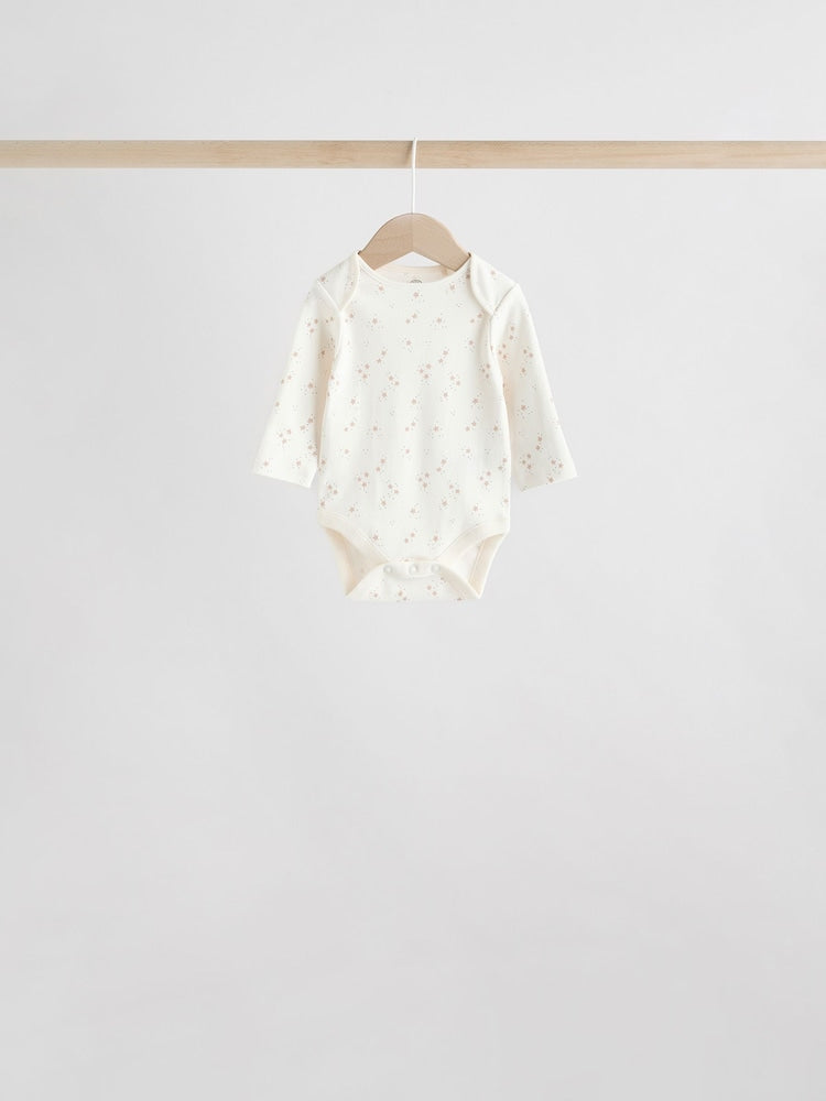 Neutral 100% Cotton Long Sleeve Baby Bodysuits 5 Pack