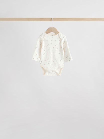 Neutral 100% Cotton Long Sleeve Baby Bodysuits 5 Pack