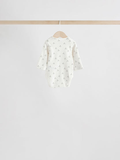 Neutral 100% Cotton Long Sleeve Baby Bodysuits 5 Pack