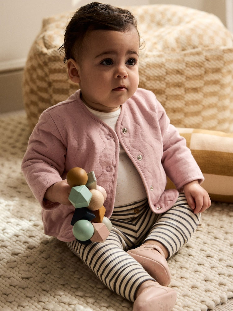 Pink Jersey Quilted Baby Jacket (0mths-2yrs) - Size Up to 1 Month (56cm) - Pink