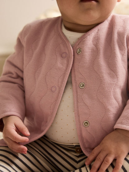 Pink Jersey Quilted Baby Jacket (0mths-2yrs) - Size Up to 1 Month (56cm)