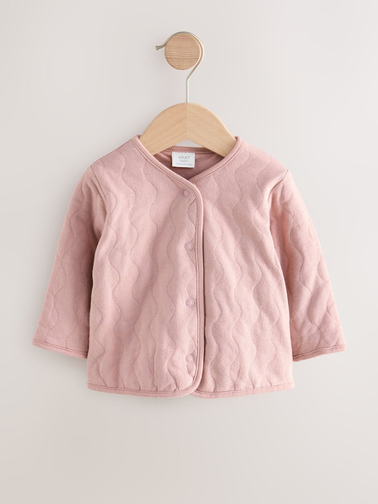 Pink Jersey Quilted Baby Jacket (0mths-2yrs) - Size Up to 1 Month (56cm)