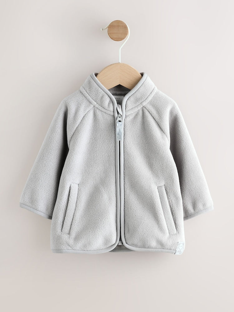 Grey Micro Fleece Baby Zip Jacket (0mths-2yrs) - Size Up to 1 Month (56cm) - Grey