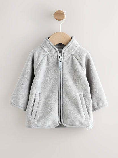 Grey Micro Fleece Baby Zip Jacket (0mths-2yrs) - Size Up to 1 Month (56cm) - Grey