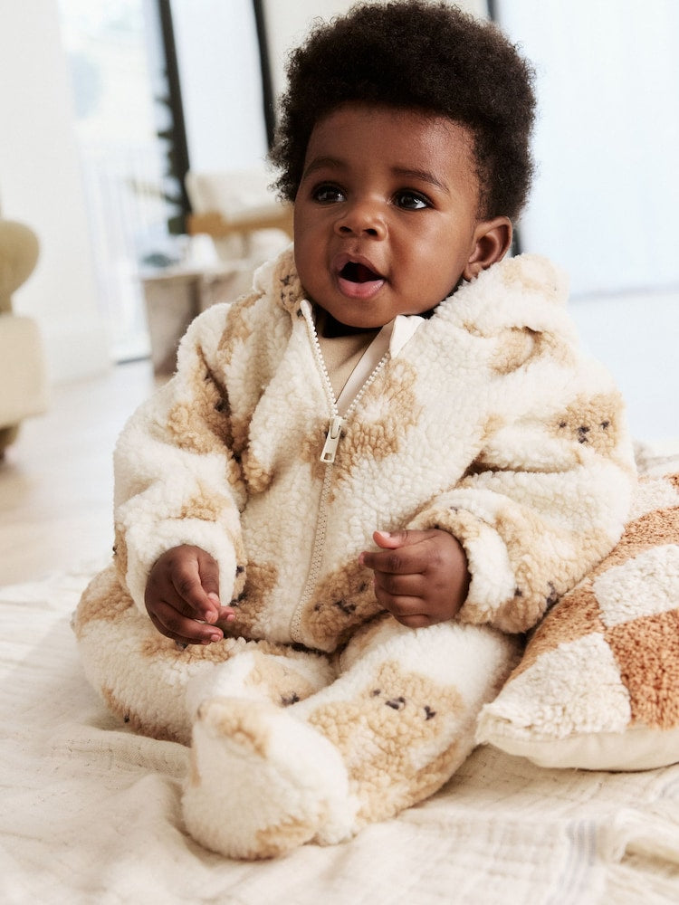 Natural Bear Borg All Over Printed Baby Pramsuit (0-18mths) - Size 50cm (First Size)