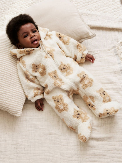 Natural Bear Borg All Over Printed Baby Pramsuit (0-18mths) - Size 50cm (First Size)