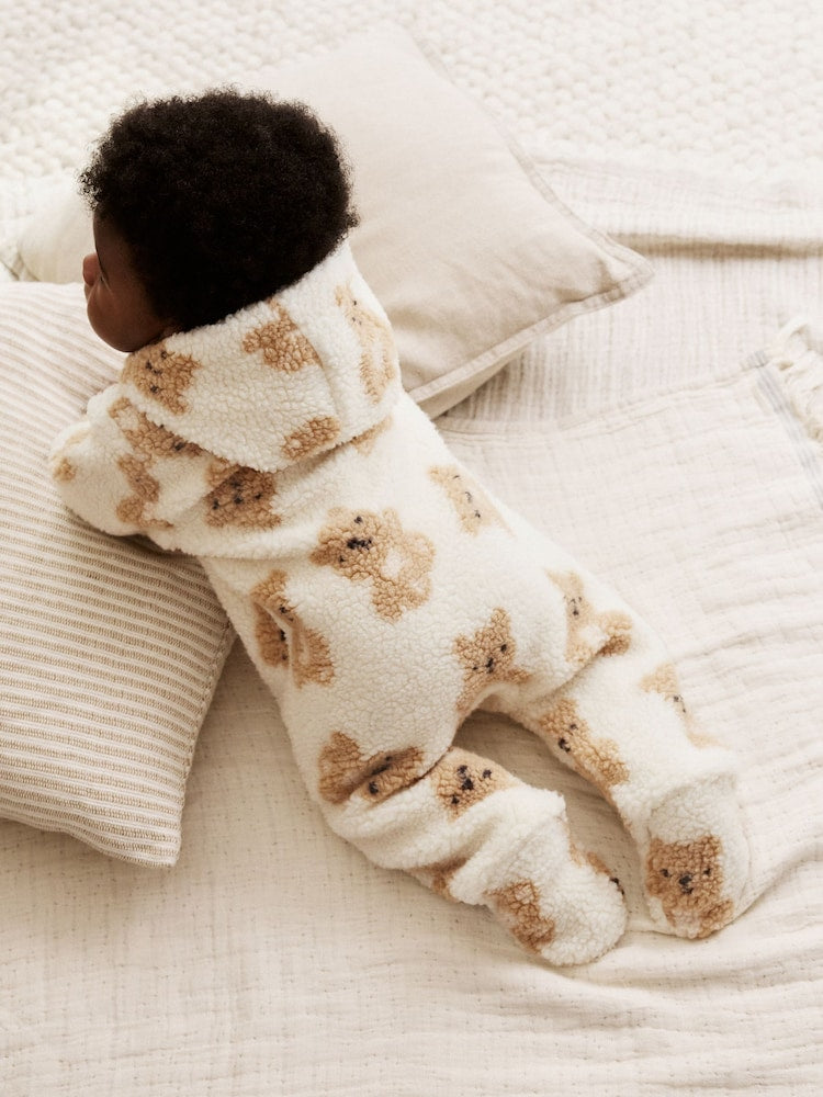 Natural Bear Borg All Over Printed Baby Pramsuit (0-18mths) - Size 50cm (First Size)