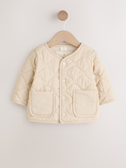 Neutral Quilted Popper Baby Jacket - Size Up to 1 Month (56cm)