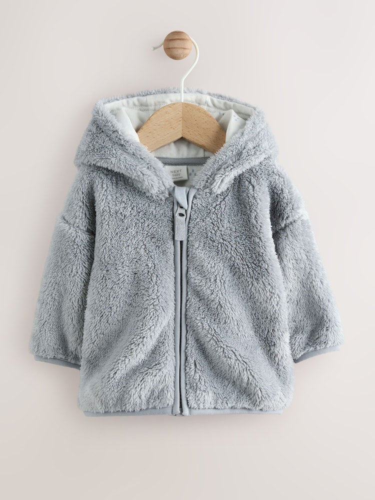 Grey Fleece Baby Zip Jacket - Size 50cm (First Size) - Grey