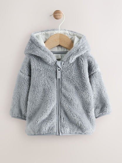 Grey Fleece Baby Zip Jacket - Size 50cm (First Size) - Grey