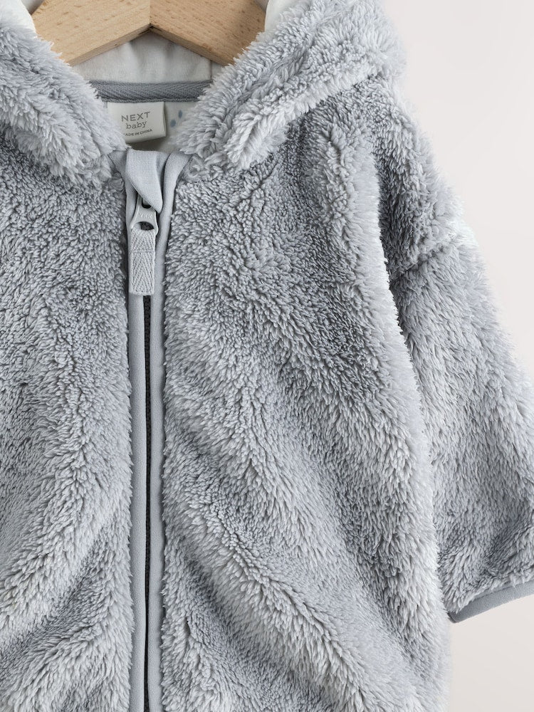 Grey Fleece Baby Zip Jacket - Size 50cm (First Size)