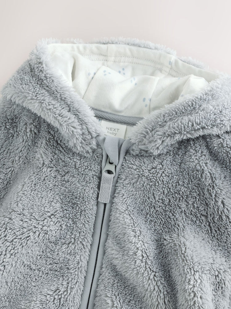 Grey Fleece Baby Zip Jacket - Size 50cm (First Size)