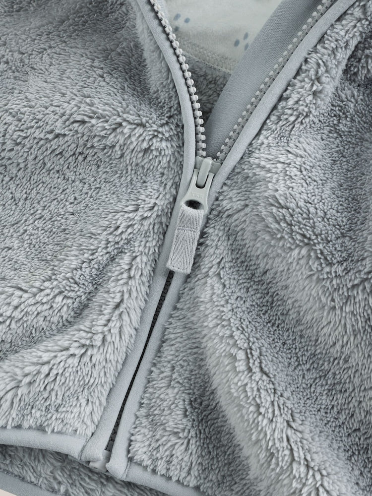 Grey Fleece Baby Zip Jacket - Size 50cm (First Size)
