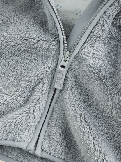 Grey Fleece Baby Zip Jacket - Size 50cm (First Size)