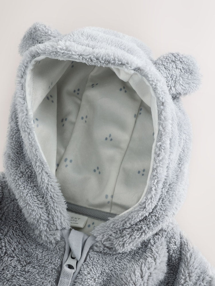 Grey Fleece Baby Zip Jacket - Size 50cm (First Size)