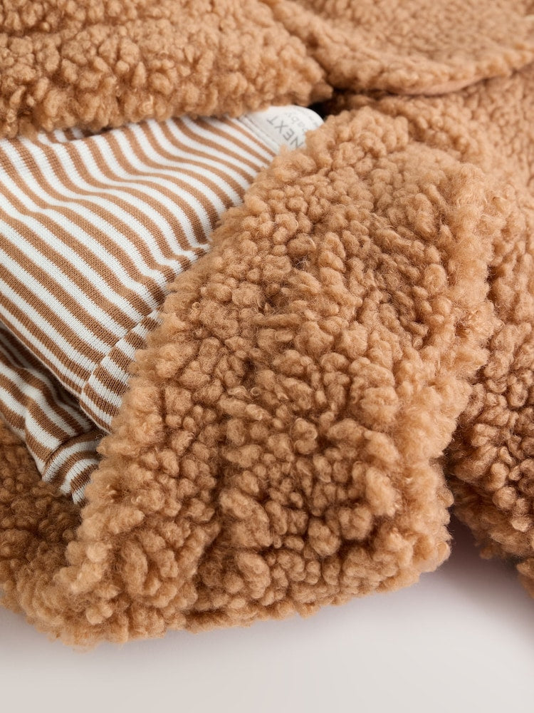 Brown Borg Hooded Baby Pramsuit - Size 50cm (First Size)