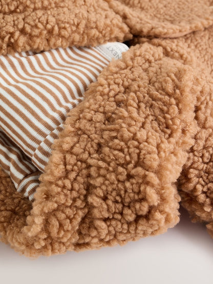 Brown Borg Hooded Baby Pramsuit - Size 50cm (First Size)
