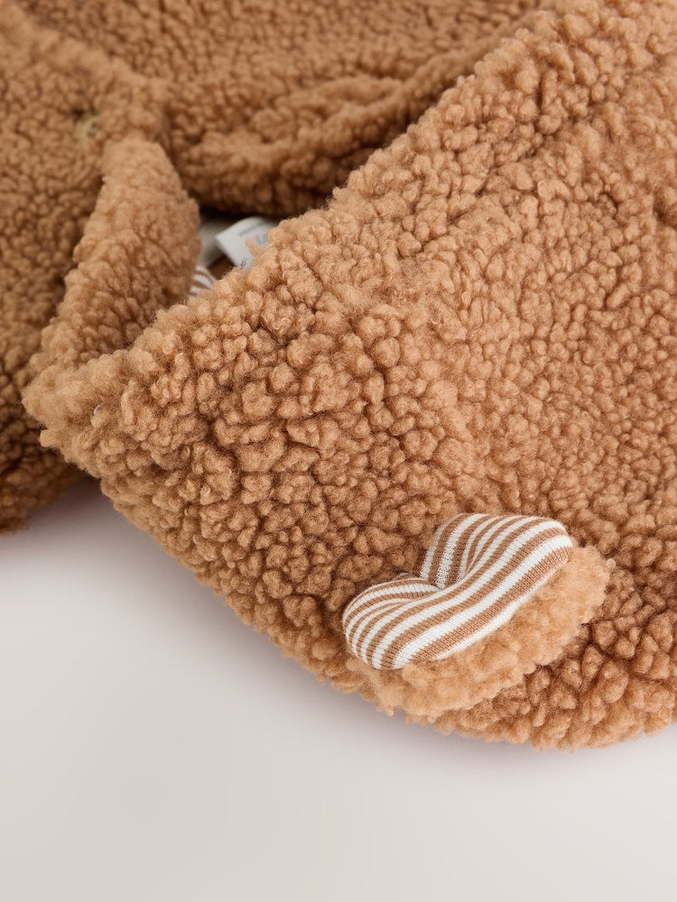 Brown Borg Hooded Baby Pramsuit - Size 50cm (First Size)