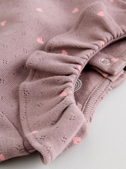 Pink/ Cream/ Brown Ditsy Baby Long Sleeve Frill Bodysuits 4 Pack (0mths-2yrs)