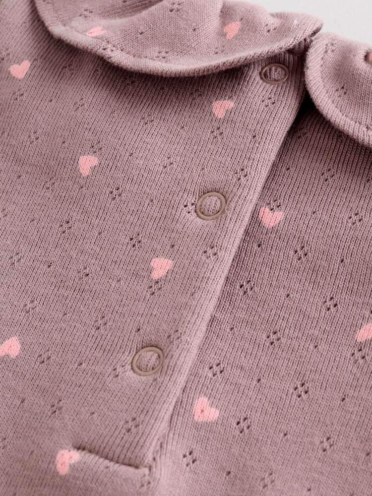 Pink/ Cream/ Brown Ditsy Baby Long Sleeve Frill Bodysuits 4 Pack (0mths-2yrs)