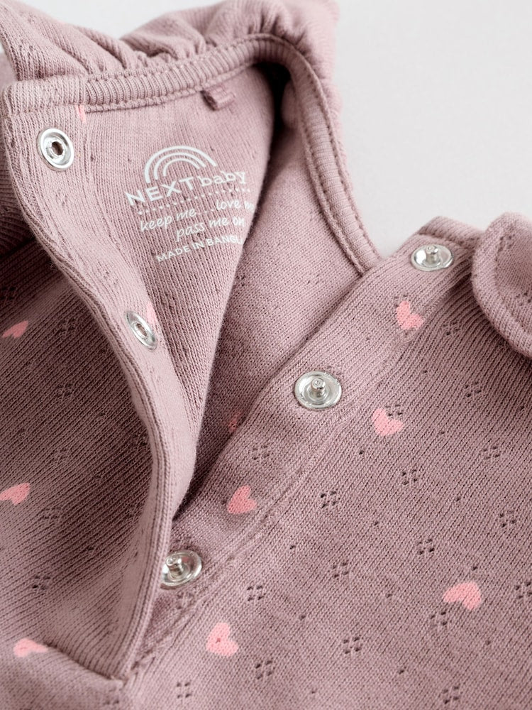 Pink/ Cream/ Brown Ditsy Baby Long Sleeve Frill Bodysuits 4 Pack (0mths-2yrs)