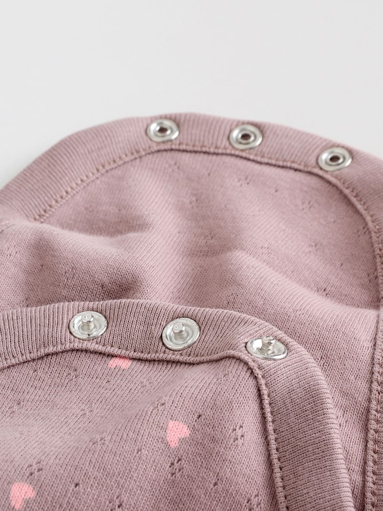 Pink/ Cream/ Brown Ditsy Baby Long Sleeve Frill Bodysuits 4 Pack (0mths-2yrs)