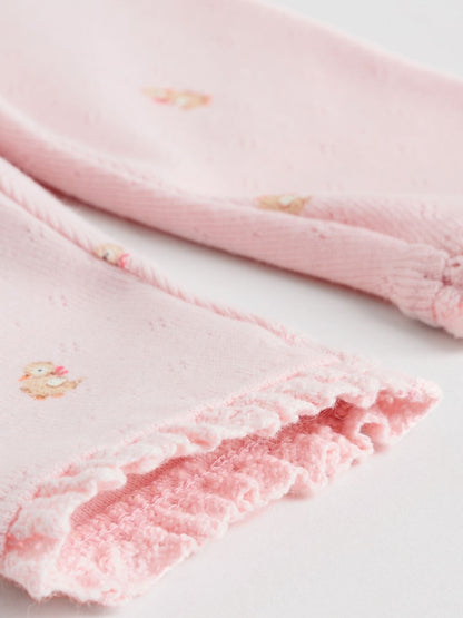 Pink/Brown/Heart Baby Leggings 4 Pack (0mths-2yrs) - Size 50cm (First Size)