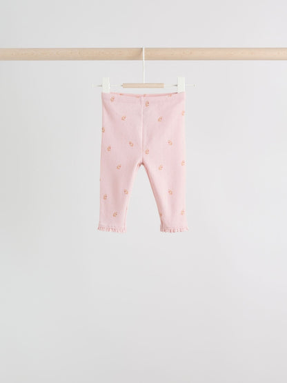 Pink/Brown/Heart Baby Leggings 4 Pack (0mths-2yrs) - Size 50cm (First Size)