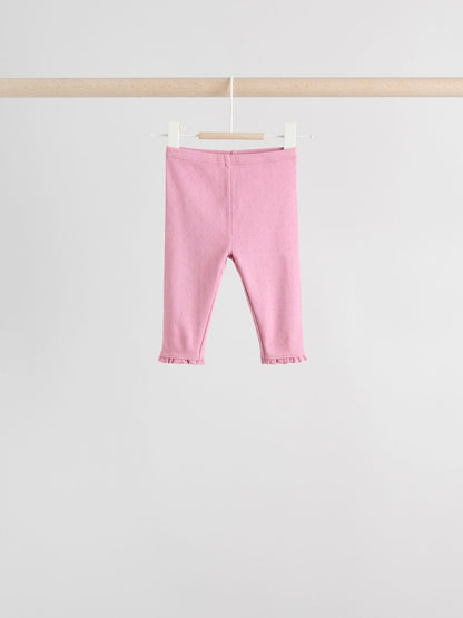 Pink/Brown/Heart Baby Leggings 4 Pack (0mths-2yrs) - Size 50cm (First Size)
