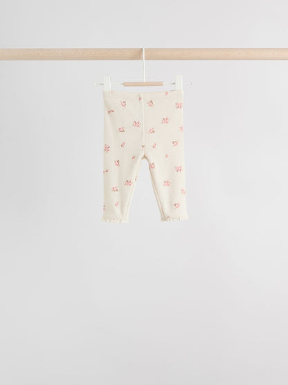Pink/Brown/Heart Baby Leggings 4 Pack (0mths-2yrs) - Size 50cm (First Size)