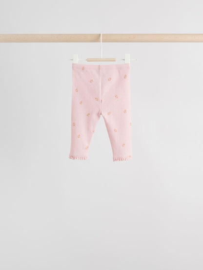 Pink/Brown/Heart Baby Leggings 4 Pack (0mths-2yrs) - Size 50cm (First Size)
