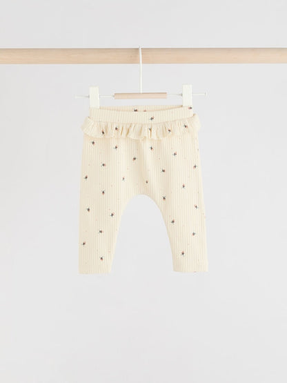 Sage Green/Coral/Ditsy Baby Leggings 4 Pack (0mths-2yrs)