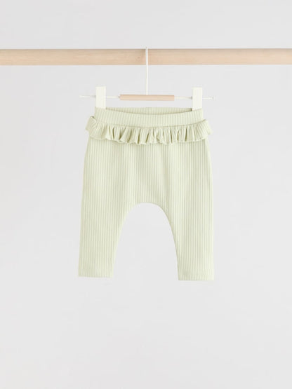 Sage Green/Coral/Ditsy Baby Leggings 4 Pack (0mths-2yrs) - Size 50cm (First Size)