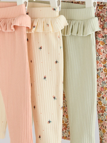 Sage Green/Coral/Ditsy Baby Leggings 4 Pack (0mths-2yrs) - Size 50cm (First Size)