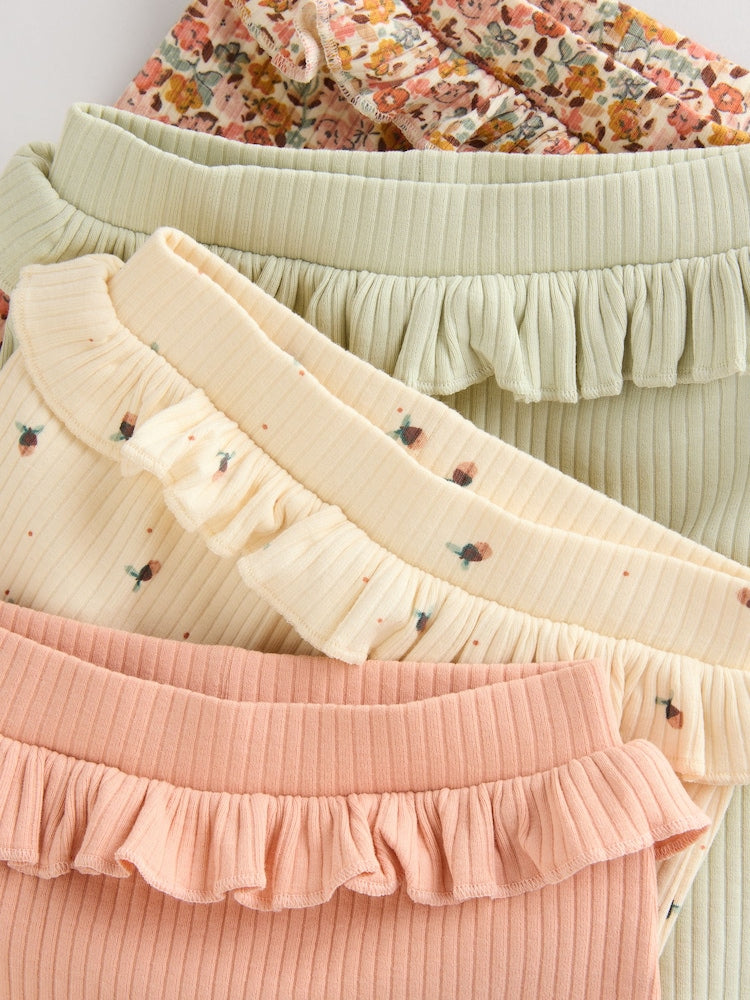 Sage Green/Coral/Ditsy Baby Leggings 4 Pack (0mths-2yrs)