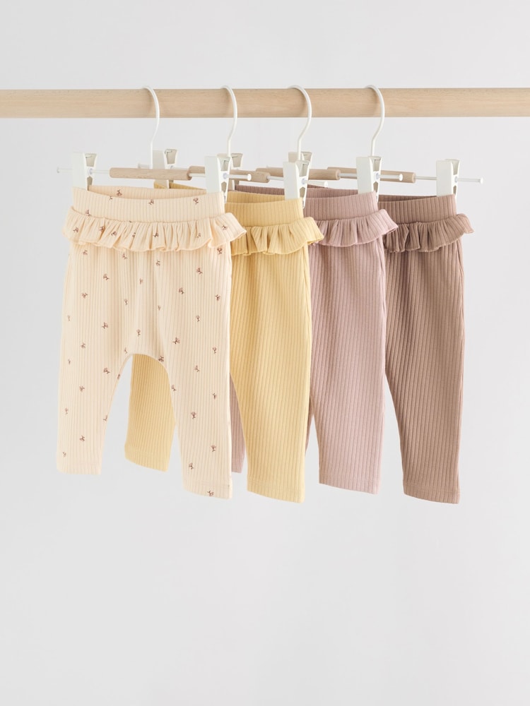 Purple/Yellow/Cream Ditsy Baby Leggings 4 Pack (0mths-2yrs) - Size 50cm (First Size)