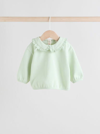 Sage Green/ Cream Ditsy Baby Frill Collar Sweater and Leggings 2 Piece Set (0mths-2yrs)