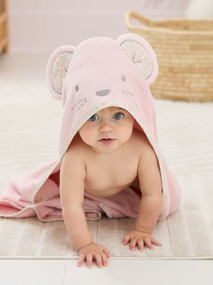 JoJo Maman Bébé Pink Mouse Character Hooded Towel - Size One