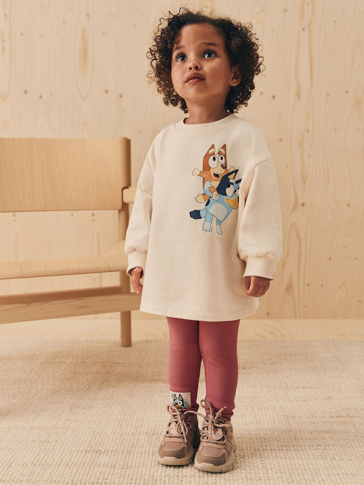 Ecru White Bluey Long Sleeve Top and Leggings Set (12mths-7yrs)