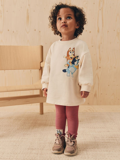 Ecru White Bluey Long Sleeve Top and Leggings Set (12mths-7yrs)