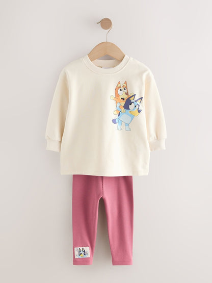 Ecru White Bluey Long Sleeve Top and Leggings Set (12mths-7yrs)