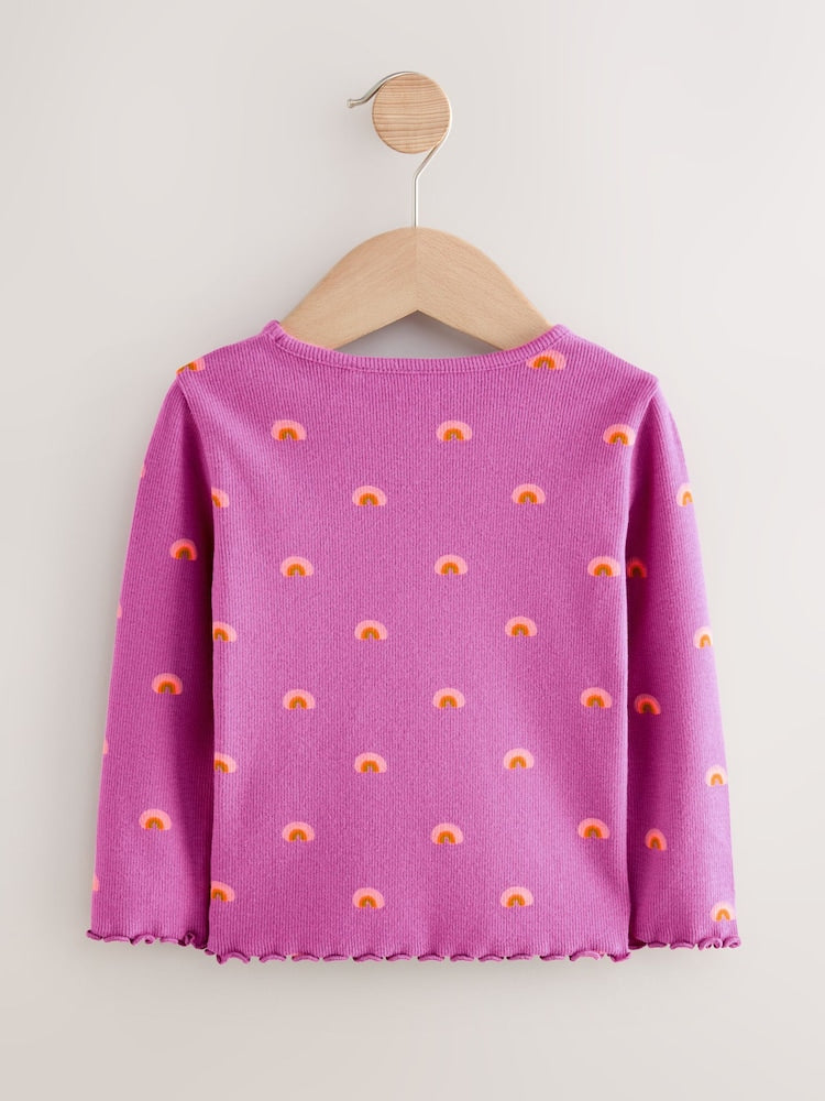 Purple Rainbow Rib Long Sleeve T-Shirt (3mths-7yrs)