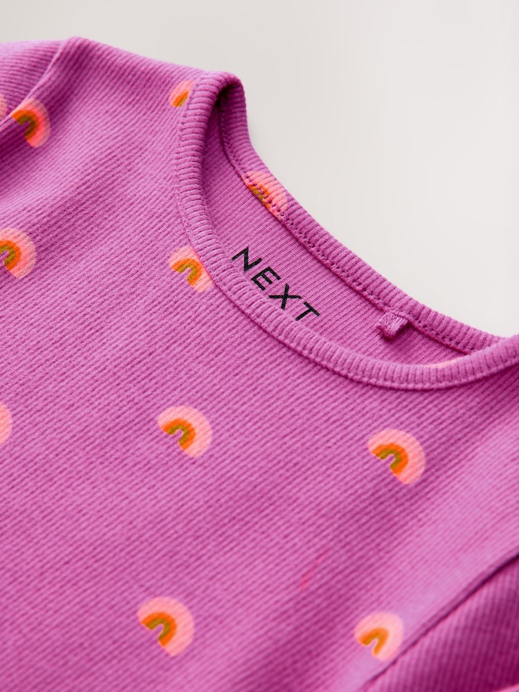 Purple Rainbow Rib Long Sleeve T-Shirt (3mths-7yrs) - Size 3-6 Months (62-68cm)