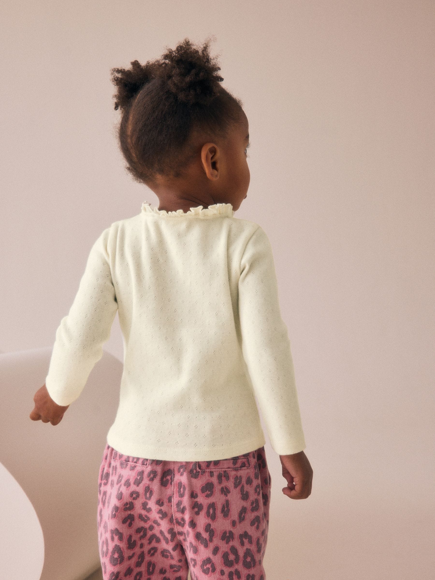 Ecru White Long Sleeve Pointelle T-Shirt (3mths-7yrs) - Size 3-6 Months (62-68cm)
